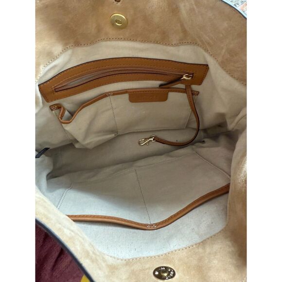 Michael Kors Vivian Large Suede Leather Hobo Bag Acorn Brown Crossbody Strap - Picture 6 of 9